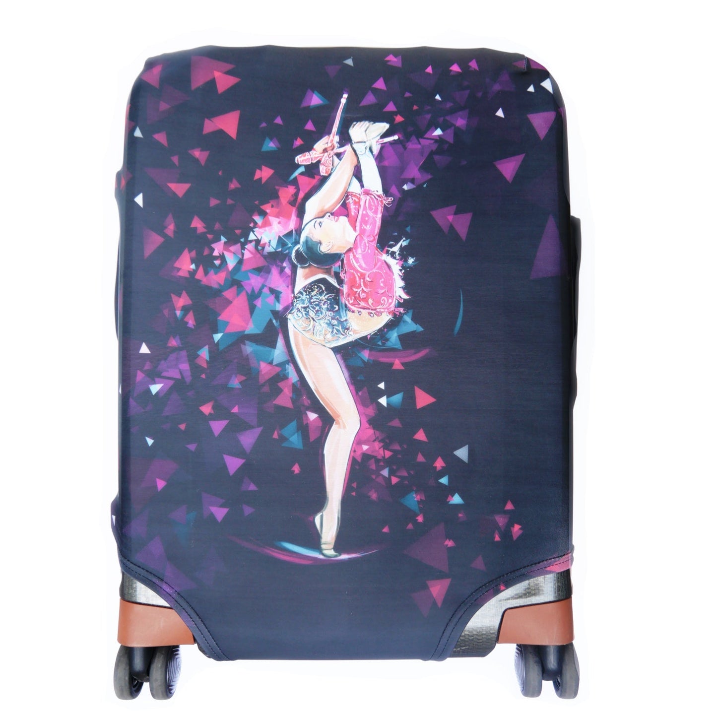 Luggage cover with Gymnast print