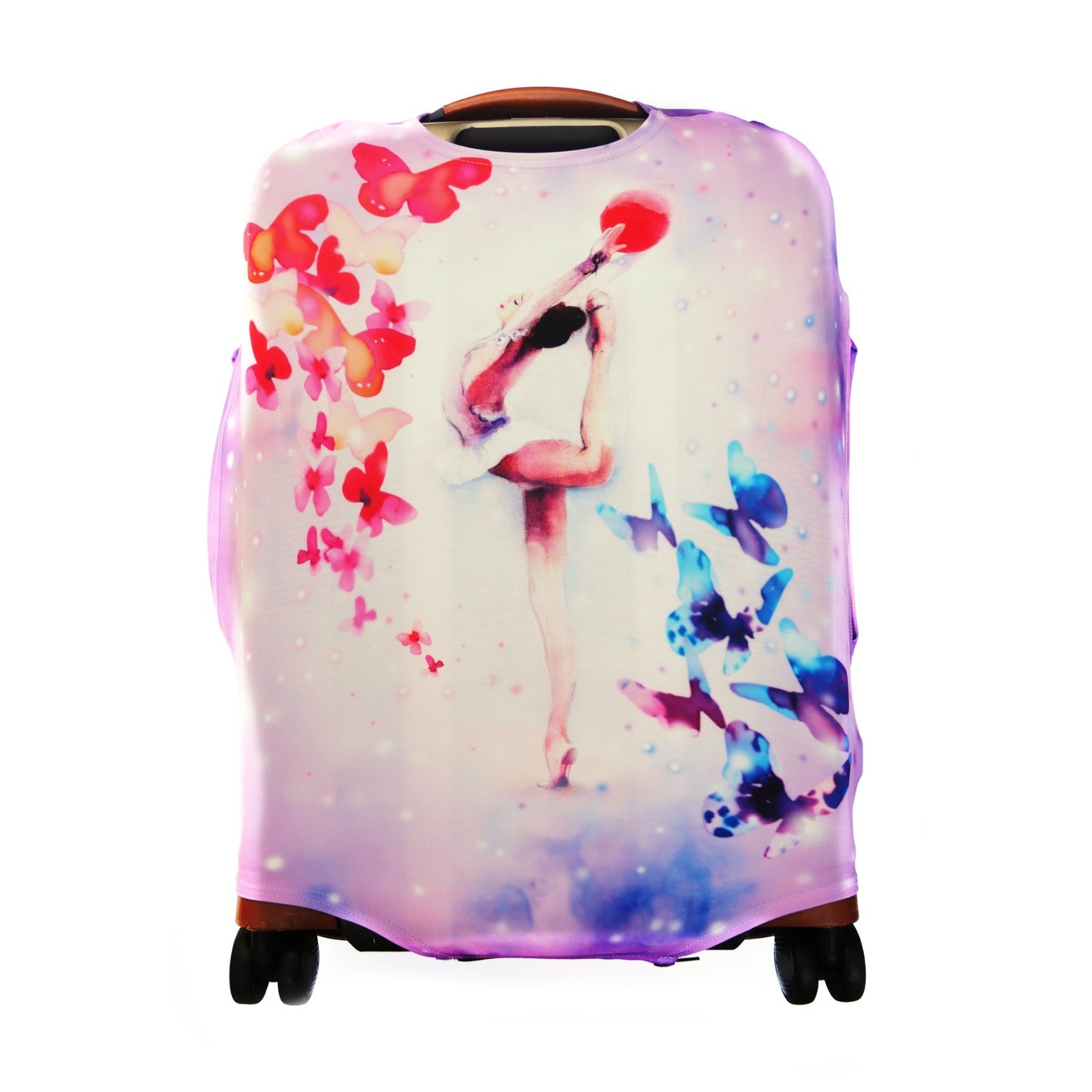 Luggage cover with Gymnast print